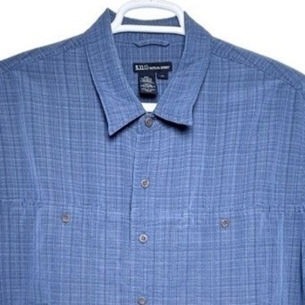 5.11 Tactical Blue Conceal Carry‎ Short Sleeve Button Shirt Mens XL Textured - Picture 5 of 9